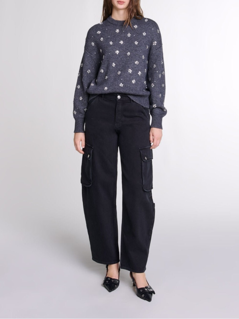 MAJE knitted jumper with rhinestones
